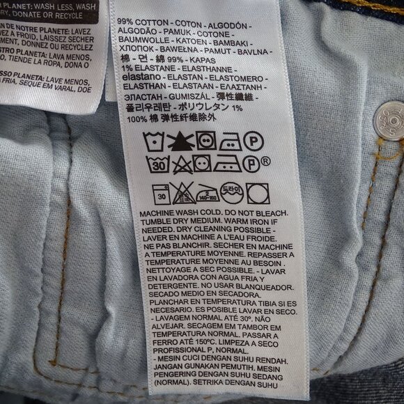 Levis 505 Straight Denim Jeans Men Size 34 x 34 Blue Dark Wash Distressed FLAW - Picture 6 of 14